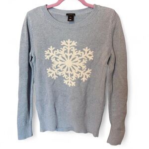 Ann Taylor Light Blue Sweater with Snowflake Design